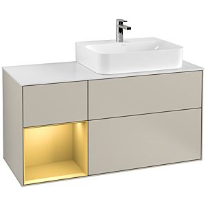 Villeroy and Boch Finion Villeroy and Boch Finion G141HFHH 120cm, cover plate white matt, Emotion, shelf left gold matt, Sand Matt Lacquer