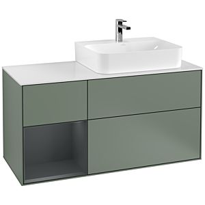 Villeroy et Boch Finion Villeroy et Boch G141HGGM 120cm, plaque de finition blanc mat, émotion, étagère à gauche Midnight Blue Matt Lacquer , Olive Matt Lacquer