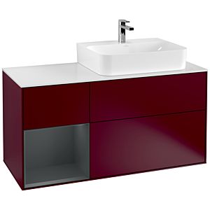 Villeroy und Boch Finion Waschtischunterschrank G141HGHB 120cm, Abdeckplatte white matt, Emotion, Regal links Midnight Blue Matt Lacquer, Peony Matt