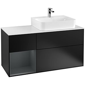 Villeroy et Boch Finion Villeroy et Boch G141HGPD 120cm, plaque de recouvrement blanc mat, Emotion, étagère gauche Midnight Blue Matt Lacquer , laqué noir mat