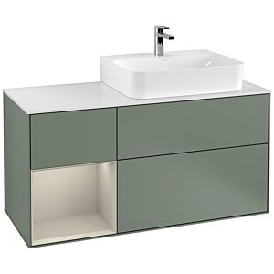 Villeroy and Boch Finion Villeroy and Boch Finion G141HHGM 120cm, cover plate matt white, emotion, shelf on the left Sand Matt Lacquer , Olive Matt Lacquer