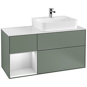 Villeroy and Boch Finion Villeroy and Boch Finion G141MTGM 120cm, cover plate white matt, Emotion, shelf left white matt lacquer, Olive Matt Lacquer