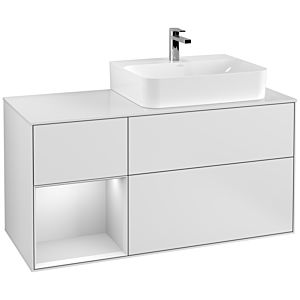 Villeroy et Boch Finion Villeroy et Boch G141MTMT 120cm, plaque de recouvrement blanc mat, Emotion, étagère gauche laqué blanc mat, laqué blanc mat