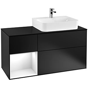 Villeroy and Boch Finion Villeroy and Boch Finion G142GFPD 120cm, cover plate black matt, Emotion, shelf left glossy white lacquer, black matt lacquer