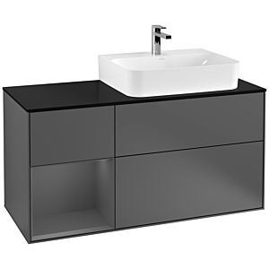 Villeroy und Boch Finion Waschtischunterschrank G142GKGK 120cm, Abdeckplatte black matt, Emotion, Regal links Anthracite matt, Anthracite matt