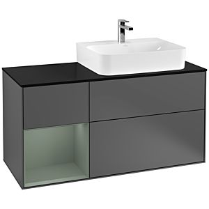 Villeroy et Boch Finion Villeroy et Boch G142GMGK 120cm, plaque de finition noir mat, émotion, étagère à gauche Olive Matt Lacquer , anthracite mat