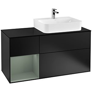 Villeroy and Boch Finion Villeroy and Boch Finion G142GMPD 120cm, cover plate black matt, Emotion, shelf on the left Olive Matt Lacquer , black matt lacquer