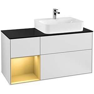 Villeroy and Boch Finion Villeroy and Boch Finion G142HFMT 120cm, cover plate black matt, Emotion, shelf left gold matt, white matt lacquer