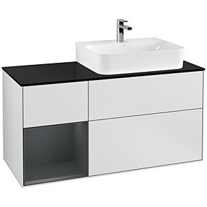 Villeroy and Boch Finion Villeroy and Boch Finion G142HGMT 120cm, cover plate black matt, Emotion, shelf on the left Midnight Blue Matt Lacquer , white matt lacquer