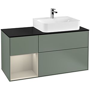Villeroy and Boch Finion Villeroy and Boch Finion G142HHGM 120cm, cover plate black matt, Emotion, shelf on the left Sand Matt Lacquer , Olive Matt Lacquer