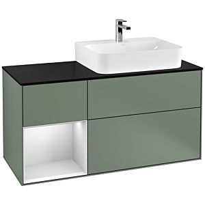 Villeroy and Boch Finion Villeroy and Boch Finion G142MTGM 120cm, cover plate black matt, Emotion, shelf left white matt lacquer, Olive Matt Lacquer