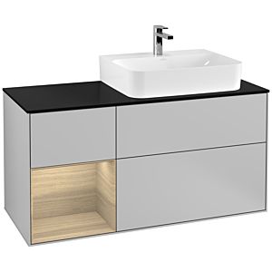Villeroy and Boch Finion Villeroy and Boch Finion G142PCGJ 120cm, cover plate black matt, Emotion, shelf on the left Oak Veneer , light gray matt