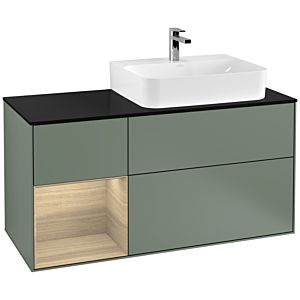 Villeroy et Boch Finion Villeroy et Boch G142PCGM 120cm, plaque de finition noir mat, Emotion, étagère à gauche Oak Veneer , Olive Matt Lacquer