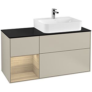 Villeroy and Boch Finion Villeroy and Boch Finion G142PCHH 120cm, cover plate black matt, Emotion, shelf on the left Oak Veneer , Sand Matt Lacquer