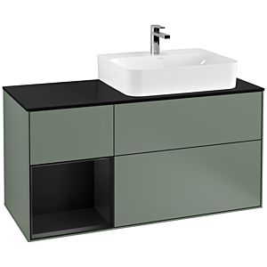 Villeroy and Boch Finion Villeroy and Boch Finion G142PDGM 120cm, cover plate black matt, Emotion, shelf left black matt lacquer, Olive Matt Lacquer
