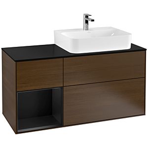 Villeroy and Boch Finion Villeroy and Boch Finion G142PDGN 120cm, cover plate black matt, emotion, shelf on the left black matt lacquer, walnut veneer