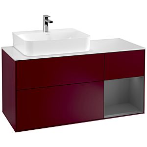 Villeroy et Boch Finion Villeroy et Boch G151GKHB 120cm, plaque de finition blanc mat, Emotion, étagère gauche Anthracite mat, Peony Matt