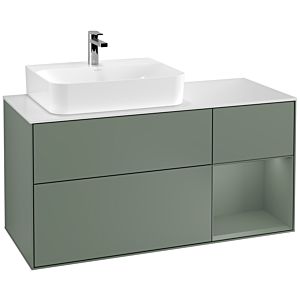 Villeroy and Boch Finion Villeroy and Boch Finion G151GMGM 120cm, cover plate matt white, emotion, shelf on the left Olive Matt Lacquer , Olive Matt Lacquer