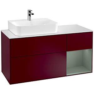 Villeroy et Boch Finion Villeroy et Boch G151GMHB 120cm, plaque de finition blanc mat, émotion, étagère à gauche Olive Matt Lacquer , Peony Matt