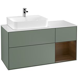 Villeroy and Boch Finion Villeroy and Boch Finion G151GNGM 120cm, cover plate white matt, Emotion, shelf left Walnut veneer, Olive Matt Lacquer