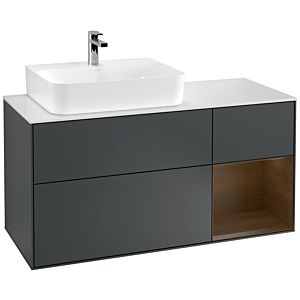 Villeroy and Boch Finion Villeroy and Boch Finion G151GNHG 120cm, cover plate white matt, Emotion, shelf left Walnut veneer, Midnight Blue Matt Lacquer