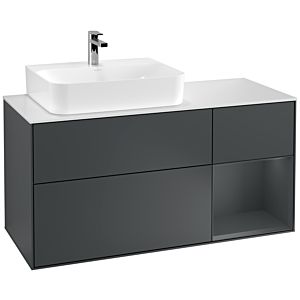Villeroy und Boch Finion Waschtischunterschrank G151HGHG 120cm, Abdeckplatte white matt, Emotion, Regal links Midnight Blue Matt Lacquer, Midnight Blue Matt Lacquer