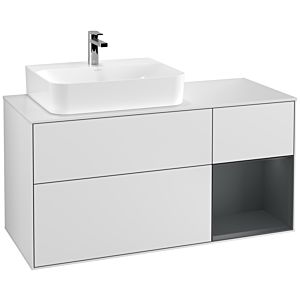 Villeroy und Boch Finion Waschtischunterschrank G151HGMT 120cm, Abdeckplatte white matt, Emotion, Regal links Midnight Blue Matt Lacquer, White matt lacquer