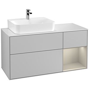 Villeroy and Boch Finion Villeroy and Boch Finion G151HHGJ 120cm, cover plate matt white, Emotion, shelf on the left Sand Matt Lacquer , light gray matt