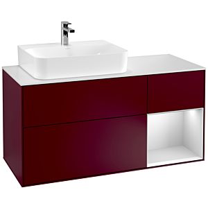 Villeroy et Boch Finion Villeroy et Boch G151MTHB 120cm, plaque de recouvrement blanc mat, Emotion, étagère gauche laqué blanc mat, Peony Matt