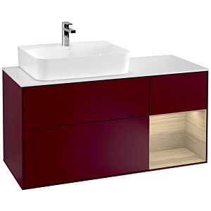 Villeroy et Boch Finion Villeroy et Boch G151PCHB 120cm, plaque de finition blanc mat, émotion, étagère à gauche Oak Veneer , Peony Matt