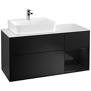 Villeroy et Boch Finion Villeroy et Boch G151PHPD 120cm, plaque de finition blanc mat, Emotion, étagère à gauche Glossy Black Lacquer , laqué noir mat