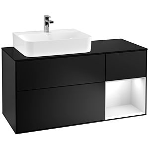 Villeroy und Boch Finion Waschtischunterschrank G152GFPD 120cm, Abdeckplatte black matt, Emotion, Regal links Glossy white lacquer, Black matt lacquer