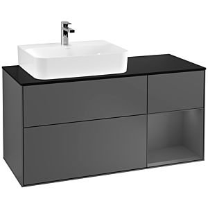 Villeroy et Boch Finion Villeroy et Boch G152GKGK 120cm, plaque de finition noir mat, Emotion, étagère gauche Anthracite mat, Anthracite mat