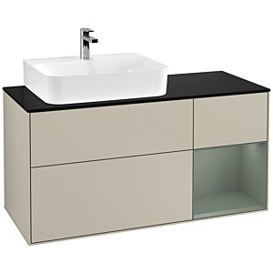Villeroy and Boch Finion Villeroy and Boch Finion G152GMHH 120cm, cover plate black matt, Emotion, shelf on the left Olive Matt Lacquer , Sand Matt Lacquer