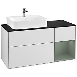 Villeroy et Boch Finion Villeroy et Boch G152GMMT 120cm, plaque de finition noir mat, Emotion, étagère à gauche Olive Matt Lacquer , laqué blanc mat