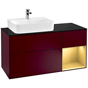 Villeroy et Boch Finion Villeroy et Boch G152HFHB 120cm, plaque de finition noir mat, Emotion, étagère gauche or mat, Peony Matt