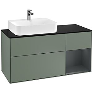 Villeroy et Boch Finion Villeroy et Boch G152HGGM 120cm, plaque de finition noire mate, Emotion, étagère à gauche Midnight Blue Matt Lacquer , Olive Matt Lacquer