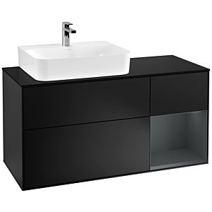 Villeroy und Boch Finion Waschtischunterschrank G152HGPD 120cm, Abdeckplatte black matt, Emotion, Regal links Midnight Blue Matt Lacquer, Black matt lacquer