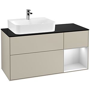 Villeroy and Boch Finion Villeroy and Boch Finion G152MTHH 120cm, cover plate black matt, Emotion, shelf left white matt lacquer, Sand Matt Lacquer