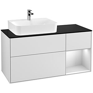 Villeroy and Boch Finion Villeroy and Boch Finion G152MTMT 120cm, cover plate black matt, Emotion, shelf left white matt lacquer, white matt lacquer