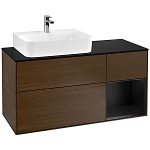Villeroy and Boch Finion Villeroy and Boch Finion G152PDGN 120cm, cover plate black matt, Emotion, shelf on the left black matt lacquer, Walnut veneer
