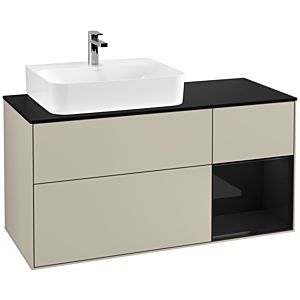 Villeroy and Boch Finion Villeroy and Boch Finion G152PHHH 120cm, cover plate black matt, Emotion, shelf on the left Glossy Black Lacquer , Sand Matt Lacquer