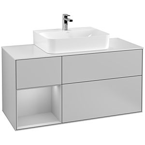 Villeroy und Boch Finion Waschtischunterschrank G161GJGJ 120cm, Abdeckplatte white matt, Emotion, Regal links Light grey matt, Light grey matt