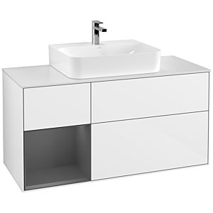 Villeroy and Boch Finion Villeroy and Boch Finion G161GKGF 120cm, cover plate white matt, Emotion, shelf left Anthracite matt, Glossy white lacquer