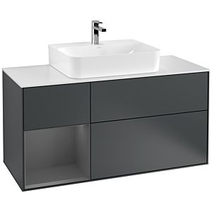 Villeroy et Boch Finion Villeroy et Boch G161GKHG 120cm, plaque de finition blanc mat, Emotion, étagère gauche Anthracite mat, Midnight Blue Matt Lacquer