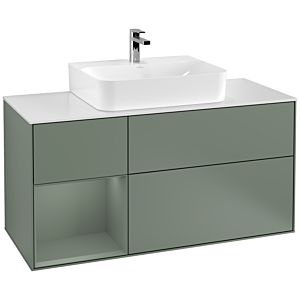 Villeroy and Boch Finion Villeroy and Boch Finion G161GMGM 120cm, cover plate matt white, emotion, shelf on the left Olive Matt Lacquer , Olive Matt Lacquer