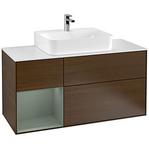 Villeroy and Boch Finion Villeroy and Boch Finion G161GMGN 120cm, cover plate matt white, emotion, shelf on the left Olive Matt Lacquer , Olive Matt Lacquer veneer