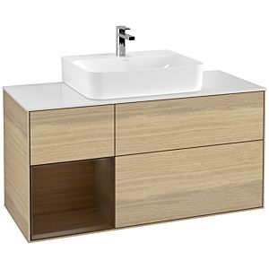 Villeroy et Boch Finion Villeroy et Boch G161GNPC 120cm, plaque de finition blanc mat, Emotion, étagère gauche placage noyer, Oak Veneer