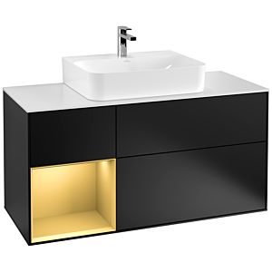 Villeroy and Boch Finion Villeroy and Boch Finion G161HFPD 120cm, cover plate white matt, Emotion, shelf left gold matt, black matt lacquer