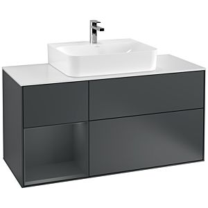 Villeroy und Boch Finion Waschtischunterschrank G161HGHG 120cm, Abdeckplatte white matt, Emotion, Regal links Midnight Blue Matt Lacquer, Midnight Blue Matt Lacquer